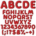 Inflatable alphabet, letters, numbers and signs in color watermelon. Set of colored isolated vector objects on white. Royalty Free Stock Photo